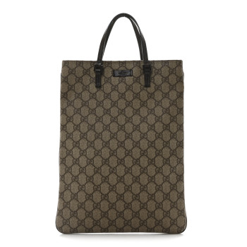 GUCCI GG Plus Monogram Flat Vertical Tote Dark Brown