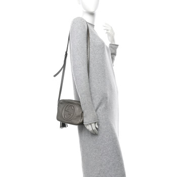GUCCI Metallic Cellarius Calfskin Small Soho Disco Bag Sasso