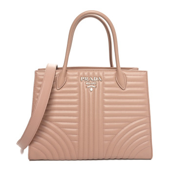 PRADA Soft Calfskin Impunture Diagramme Tote Cipria