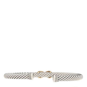 DAVID YURMAN Sterling Silver 14K Yellow Gold 4mm X Station Cable Bracelet