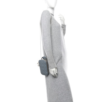 CHRISTIAN DIOR Lambskin Cannage Lady Dior Phone Holder Cloud Blue
