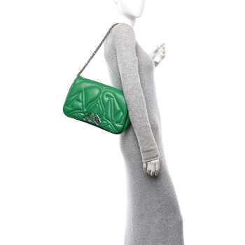 ALEXANDER MCQUEEN Lambskin Quilted Medium The Seal Chain Shoulder Bag Green