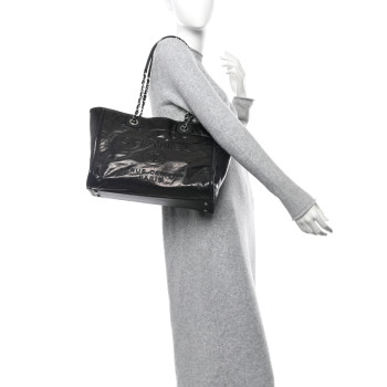 CHANEL Glazed Calfskin Small Deauville Tote Black