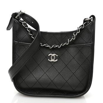 CHANEL Calfskin Quilted Jungle Stroll Hobo Bag Black