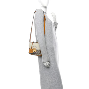 GUCCI GG Supreme Monogram Calfskin Mini Padlock Flap Pocket Shoulder Bag Beige Mystic White Sun Oil