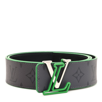 LOUIS VUITTON Monogram Eclipse Taigarama 40mm LV Initiales Reversible Belt 95 38 Green