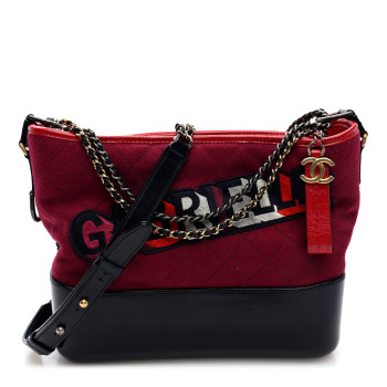 CHANEL Wool Calfskin Quilted Medium Gabrielle Hobo Red