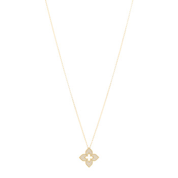 ROBERTO COIN 18K Yellow Gold Diamond Medium Venetian Princess Flower Pave Pendant Necklace