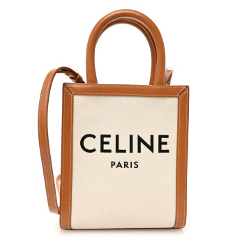CELINE Canvas Calfskin Mini Vertical Cabas Natural Tan
