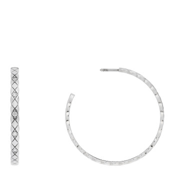 CHANEL 18K White Gold Diamond Coco Crush Hoop Earrings