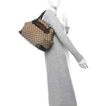 GUCCI Monogram Web Medium Dressage Tote Brown