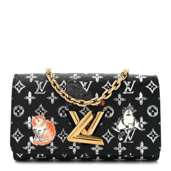LOUIS VUITTON Catogram Twist Chain Wallet Black