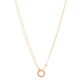 CARTIER 18K Pink Gold 2 Diamond LOVE Necklace
