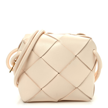 BOTTEGA VENETA Lambskin Maxi Intrecciato Mini Cassette Camera Bag Macaroon