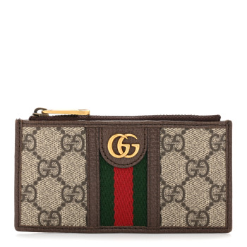 GUCCI GG Supreme Monogram Web Ophidia Coin Case Brown