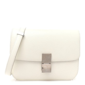 CELINE Liege Calfskin Medium Classic Box Flap Bag White