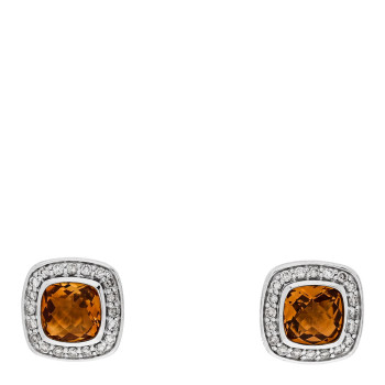 DAVID YURMAN Sterling Silver Diamond Citrine 5mm Petite Albion Earrings