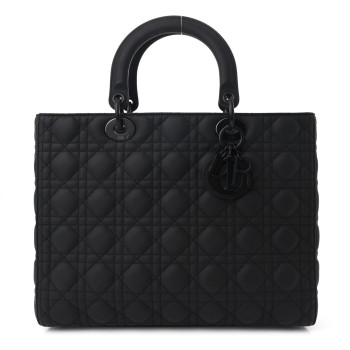 CHRISTIAN DIOR Ultra Matte Calfskin Cannage Large Lady Dior Black