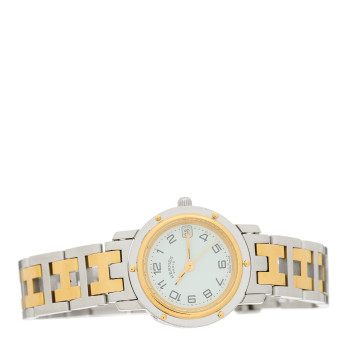 HERMES Stainless Steel 24mm Clipper Quartz Watch Gold