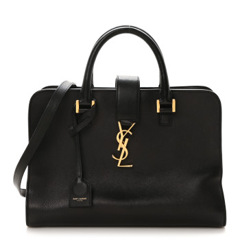 SAINT LAURENT Smooth Calfskin Small Monogram Cabas Black