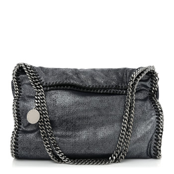 STELLA MCCARTNEY Metallic Shaggy Deer Small Falabella Tote Navy