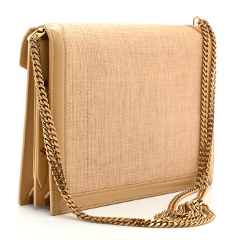 SAINT LAURENT Canvas Calfskin Classic Monogram Cassandra Grege Brown Gold