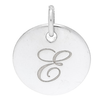 TIFFANY Sterling Silver Letter E Round Pendant