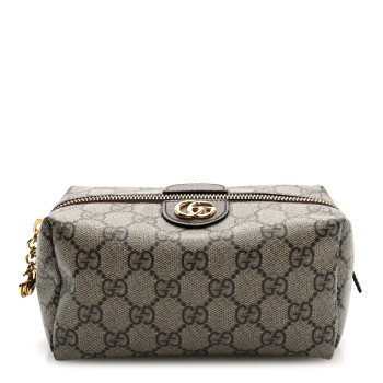 GUCCI Soft GG Supreme Monogram Calfskin Small Ophidia Cosmetic Case Beige Ebony New Acero