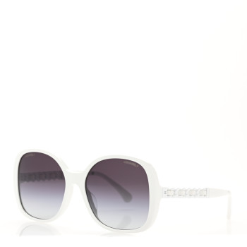CHANEL Acetate Chain Sunglasses 5470-Q-A White