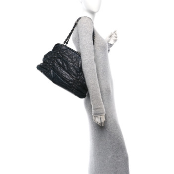 CHANEL Lambskin Quilted Sharpei Frame Tote Black