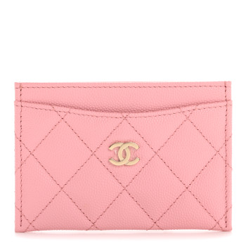 CHANEL Caviar Quilted Card Holder Light Pink
