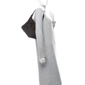 FENDI Zucchino Vitello Mama Baguette Black Moro