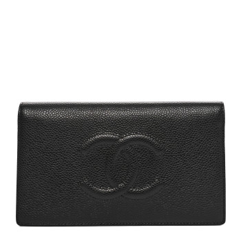 CHANEL Caviar Timeless CC Yen Wallet Black