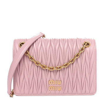 MIU MIU Nappa Matelasse Mini Chain Bag Alabastro
