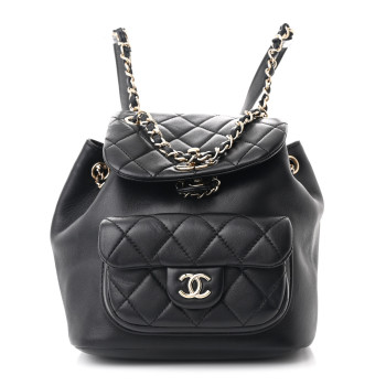CHANEL Lambskin Quilted Small Duma Drawstring Backpack Black