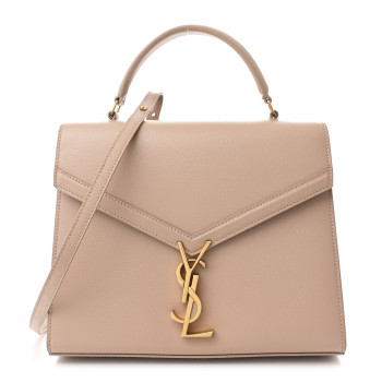 SAINT LAURENT Grain de Poudre Medium Classic Monogram Cassandra Top Handle Dark Beige