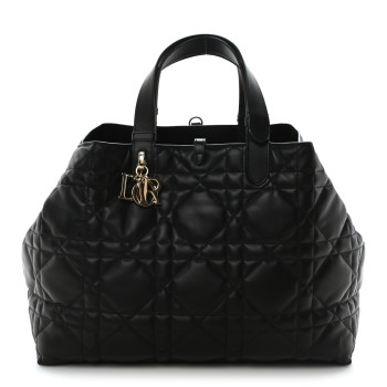 CHRISTIAN DIOR Calfskin Macrocannage Large Toujours Black