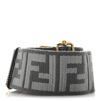 FENDI Jacquard Ribbon Vitello King FF Adjustable Strap You Fango Tortora