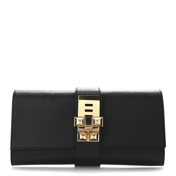 HERMES Chevre Mysore Medor 23 Clutch Black