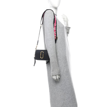 MARC JACOBS Saffiano Snapshot Camera Bag Black Grey