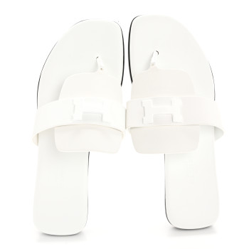 HERMES Calfskin Womens Galerie Sandals 36 White