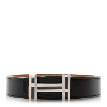 HERMES Box Togo 32mm Au Carre H Belt 90 36 Black Gold