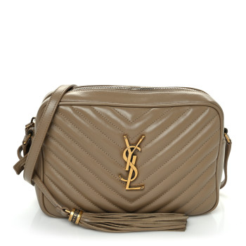 SAINT LAURENT Calfskin Matelasse Monogram Lou Camera Bag Dark Latte