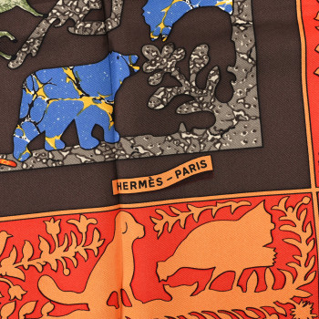 HERMES Silk Plisse Early America Scarf 90
