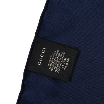 GUCCI Silk Interlocking Stripe Scarf Red Navy