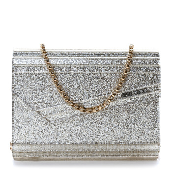 JIMMY CHOO Acrylic Glitter Micro Candy Clutch Gold