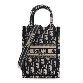CHRISTIAN DIOR Oblique Mini Book Tote Phone Bag Blue
