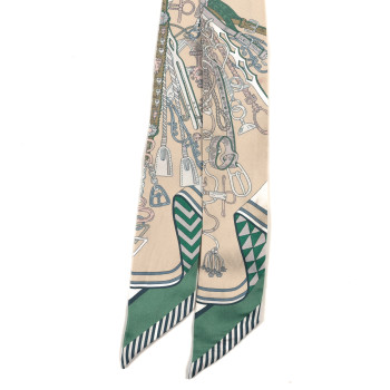 HERMES Silk Cliquetis Twilly Ciel White Menthol