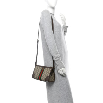 GUCCI GG Supreme Monogram Web Small Ophidia Messenger Bag Beige Ebony New Acero