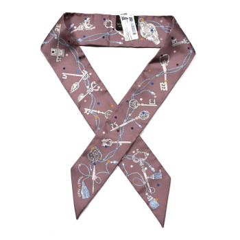 HERMES Silk Les Cles A Pois Twilly Marron Glace Gris